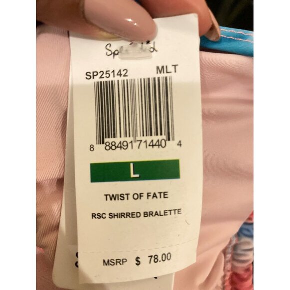 NWT Splendid Shirred Cutout Bikini Top, size Large - Picture 6 of 8